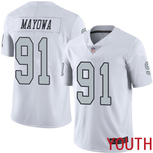 Oakland Raiders Limited White Youth Benson Mayowa Jersey NFL Football #91 Rush Vapor Untouchable Jersey->youth nfl jersey->Youth Jersey